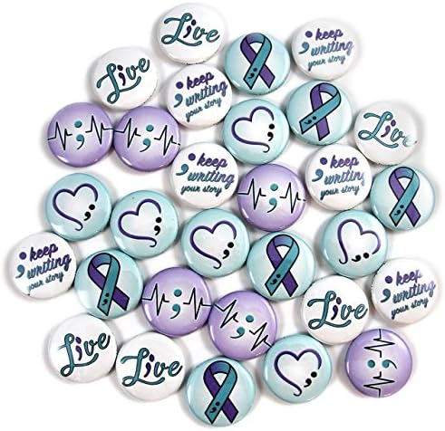 Semicolon/Suicide Awareness Mini Buttons (1" Pins, 30 piece set)