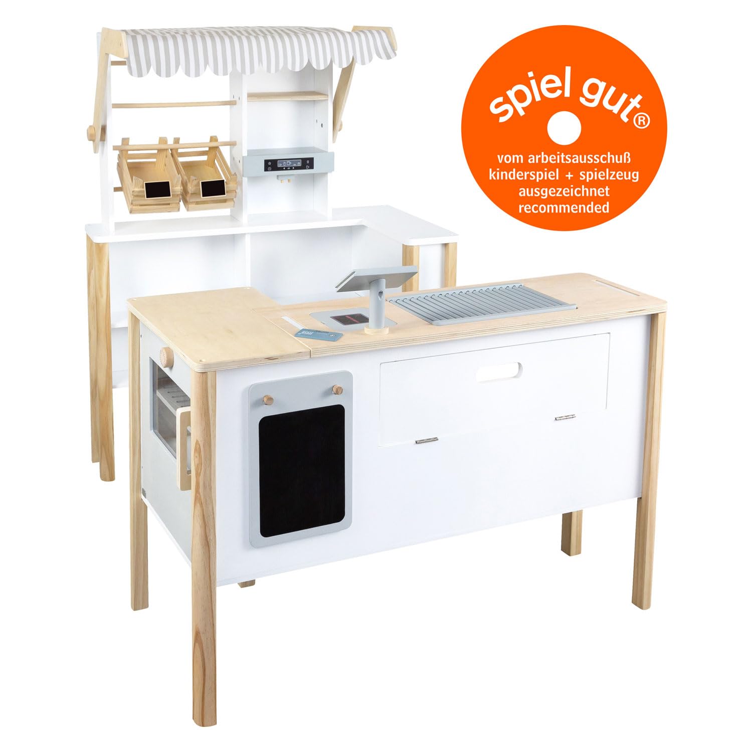 Small Foot Kaufladen und Kinderküche 'fresh' aus Holz, ab 3 Jahren, mit Zubehör, 11436, Weiß