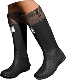 Richymfa Botas de chuva para mulher, altas antiderrapantes, impermeáveis, leves, botas de trabalho resistentes para jardinagem, sapatos de cor lisa, botas altas ao ar livre, botas aquáticas