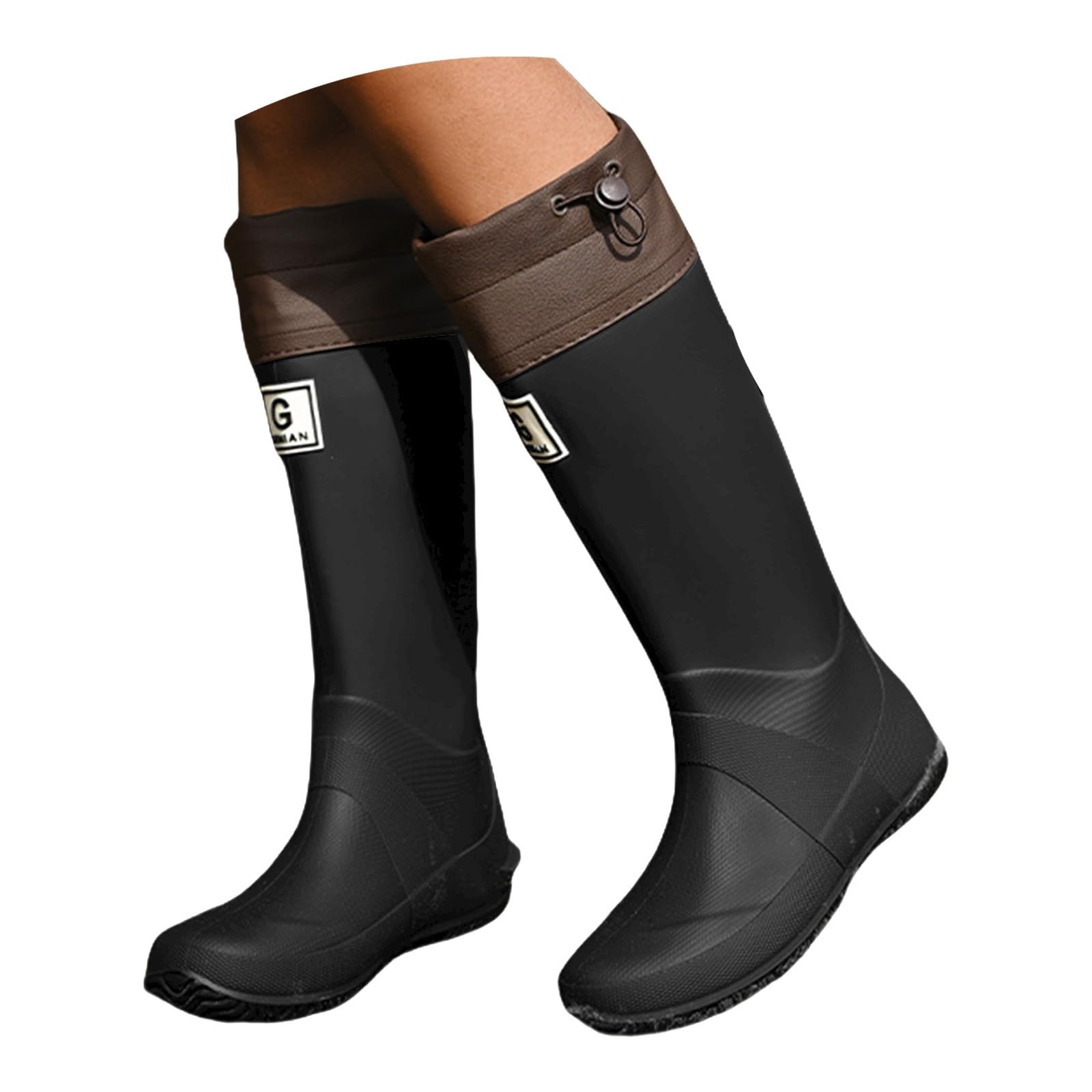 Botas De Agua Mujer Chelsea Antideslizante Tobillo Botines Jardín Trabajo Wellington Lluvia Flexible Marrón