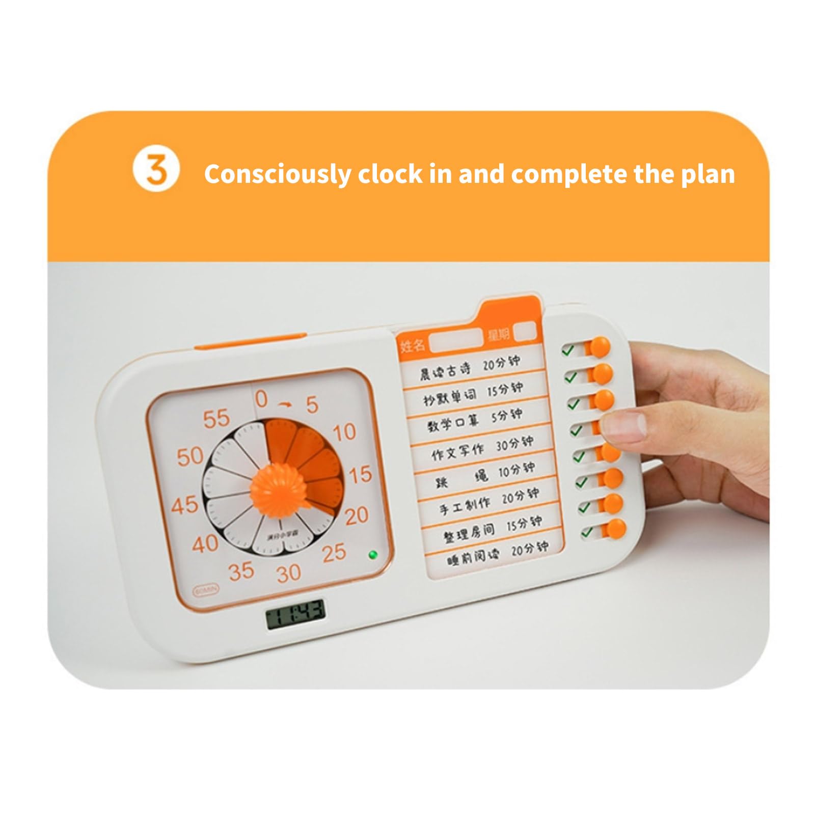 Temporizador de cocina ABS herramienta de seguimiento de tiempo con pantalla transparente para un estudio de cocina eficiente, control de horario de entrenamiento, temporizador visual de tareas