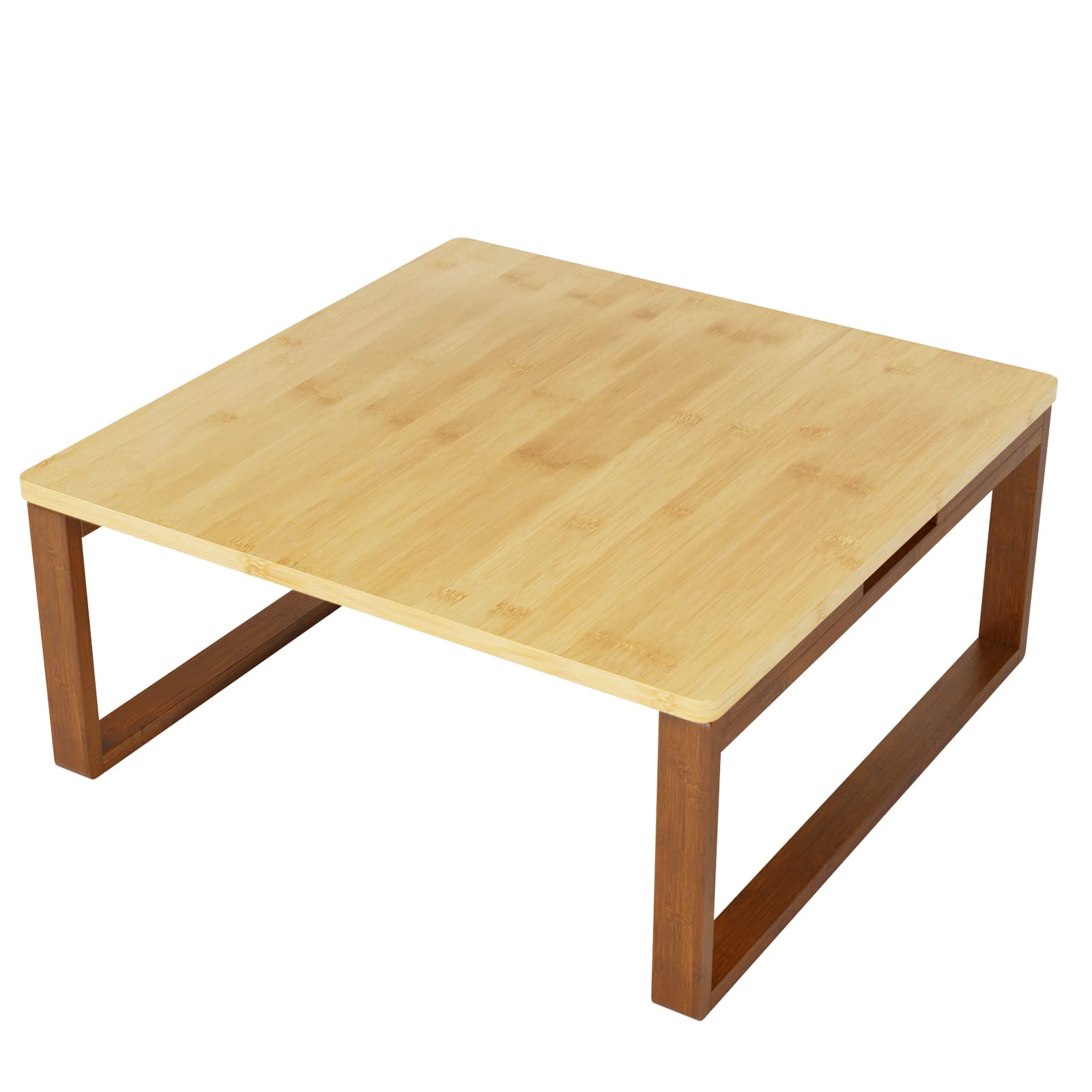 soges Klappbarer Couchtisch Kaffeetisch aus Bambus Faltbarer Kleiner Niedriger Tisch Kaffeetisch Japanischer Stil für Fenster Tatami Outdoor Bett, Montagefrei, 70 x 70 cm