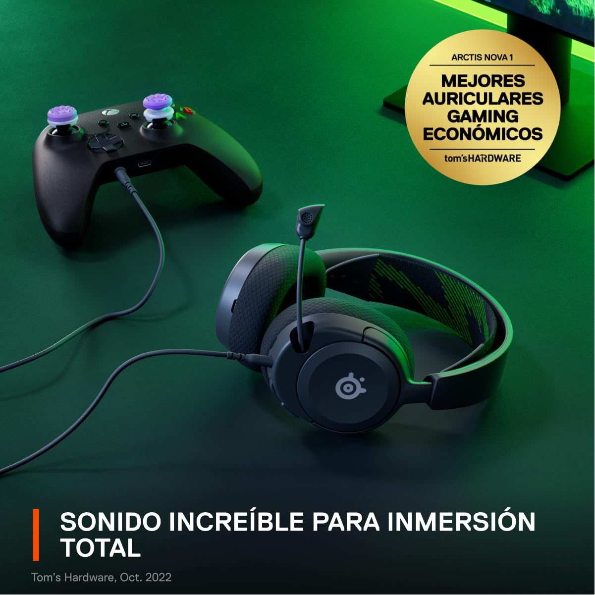 SteelSeries Arctis Nova 1X - Auriculares para Videojuegos - Sonido Arctis Signature - Micrófono ClearCast Gen 2 - Xbox Series X|S, PC, Playstation, Switch y Mobile