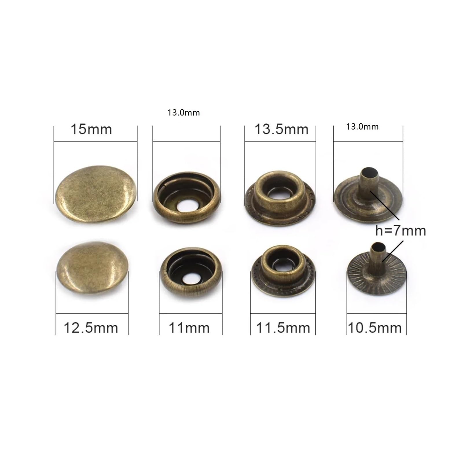 Snap Fasteners Botón Die Kit de moldes for botones a presión | Botones de presión, herramienta de instalación, sujetador, costura hecha a mano, artesanía DIY(MoldAndBlackButtons,15mm)