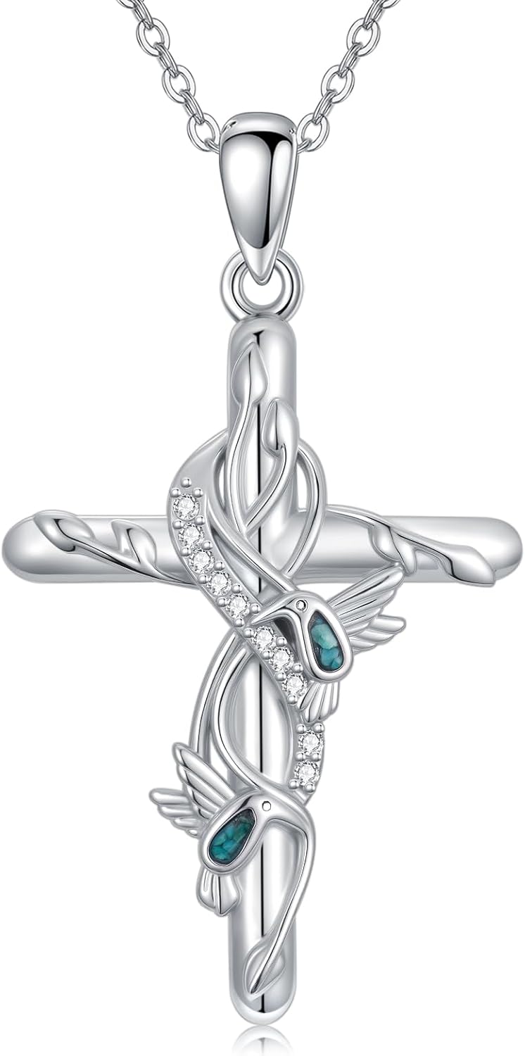 Cross Necklace 925 Sterling Silver Cross Pendant Christian Jewelry Catholic Gifts for Women Mom Friends