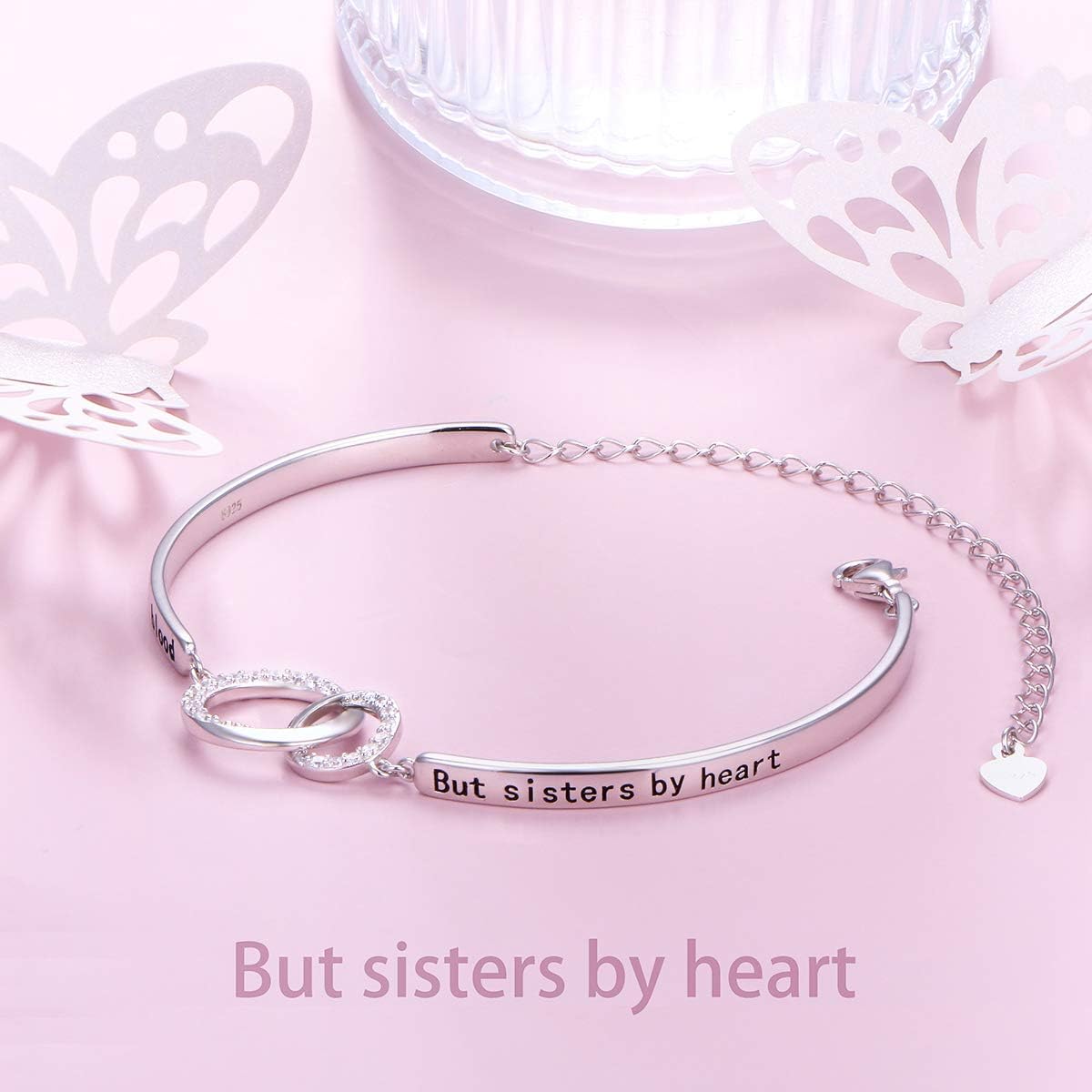 Sister Gift Infinity Bracelet for Mother Daughter Sister Wife 925 Sterling Silver 2 Interlocking Circles Bangle Bracelets with Love Message Adjustable Mother Daughter Bracelet Gifts - Image 6