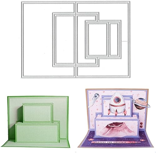 Troqueles con forma de tarjeta de teatro 3D para hacer tarjetas, juegos de troqueles de corte de tarjetas de regalo de forma rectangular, plantillas