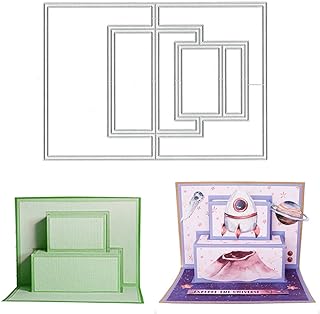 3D Theater Card Shape Die Cuts for Card Making, Rectangular Shaped Gift Card Cutting Dies Sets 3-D Box Dies Stencils Embossing Template for Scrapbooking DIY Cards Album Crafts Supplies