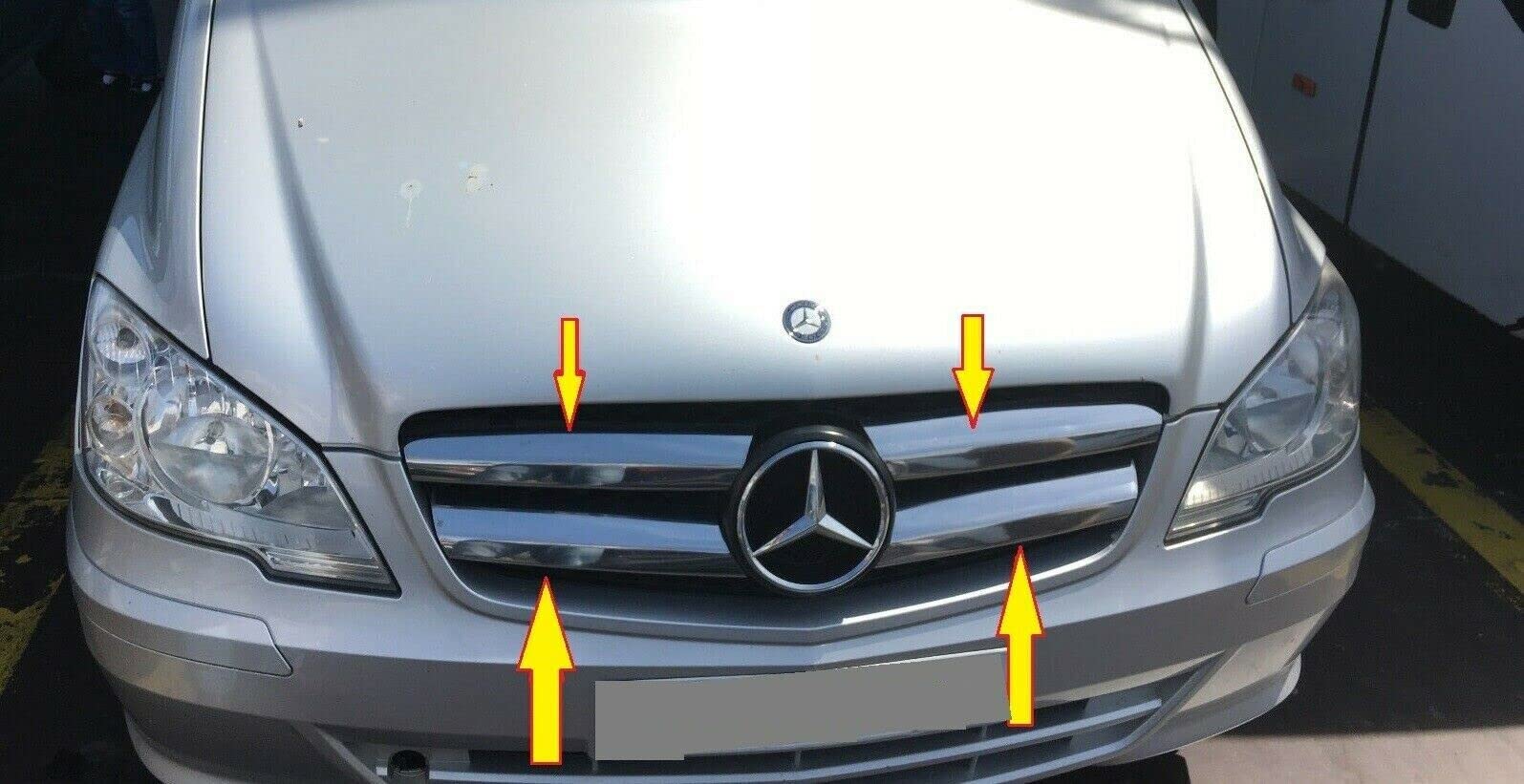 Compatibile per Mercedes Vito W 639 2010-2014 4 Pezzi ringiovanimento del Viso Griglia Anteriore cromata Trim Set in Acciaio Inossidabile