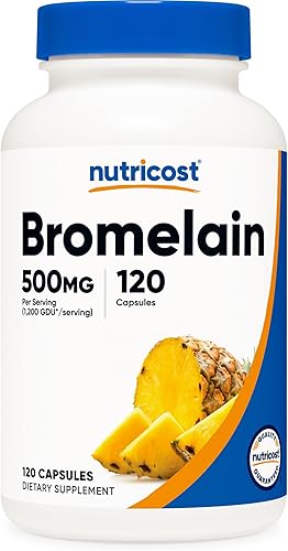 Nutricost Bromelina 500 mg, 120 cápsulas vegetarianas - Bromelina (1200 GDU), sin OMG, sin gluten