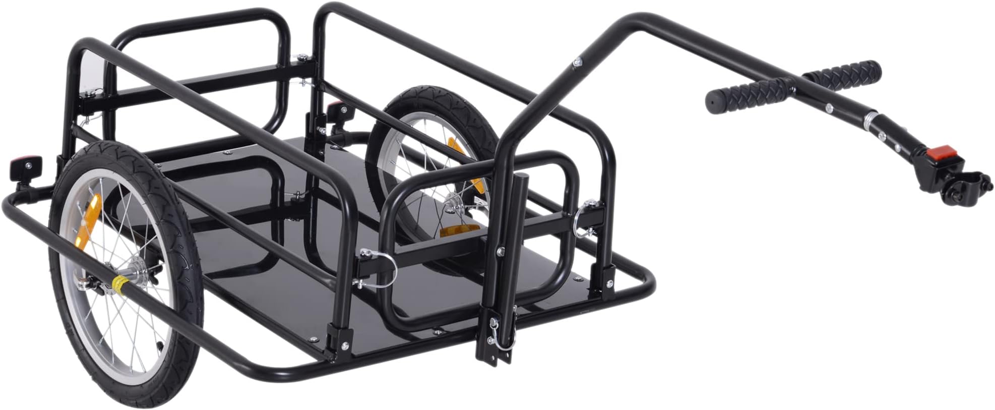 HOMCOM Bike Cargo Trailer Bicycle Cargo Storage Cart w/Hitch Cycling Camping Luggage Storage Carrier Transport Steel Black