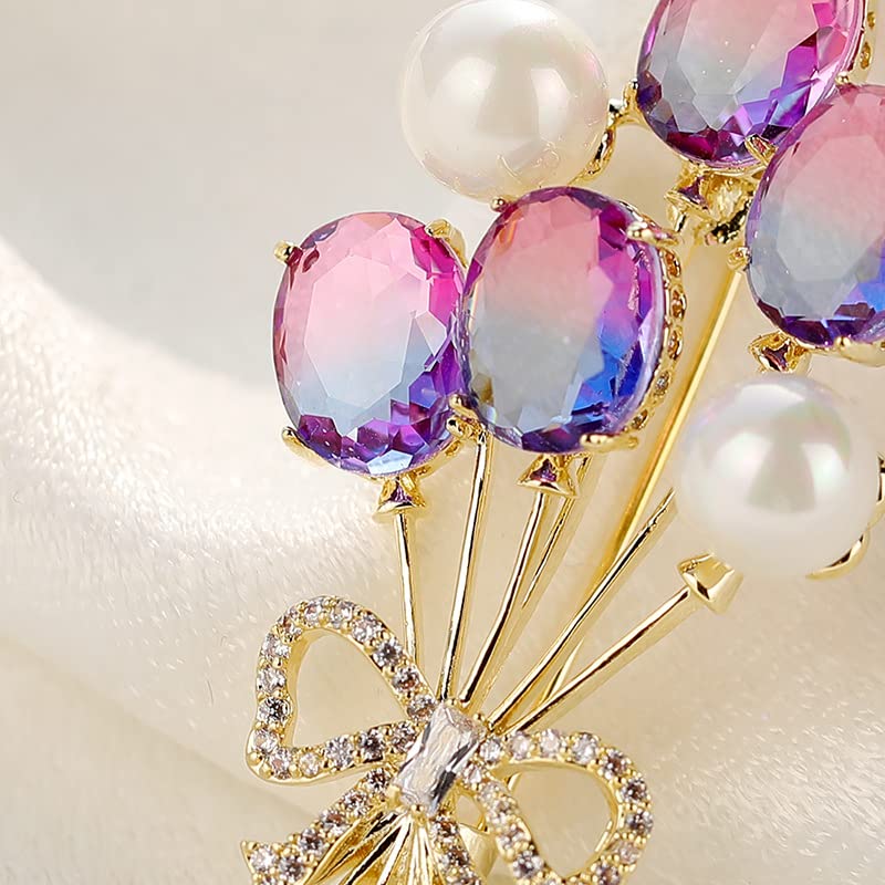 Image of Austrian Crystal Brooch Sparkling Rhinestone Brooch 18k Gold-Plated Birthstone Lapel Pin Jewelry Birthday Gifts for Women