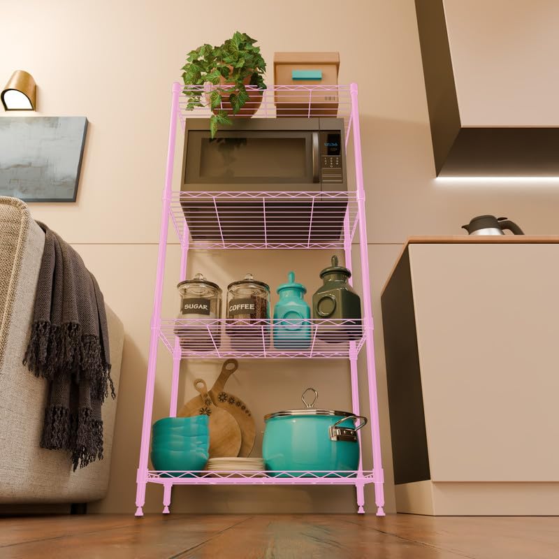 Image of 4-Shelves Heavy Duty Steel Storage Rack | Multipurpose Shelving Unit for Kitchen, Home & Utility