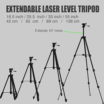 55 Aluminum Laser Level Tripod, Bubble Level, 1/4 QR Plate, Lightweight