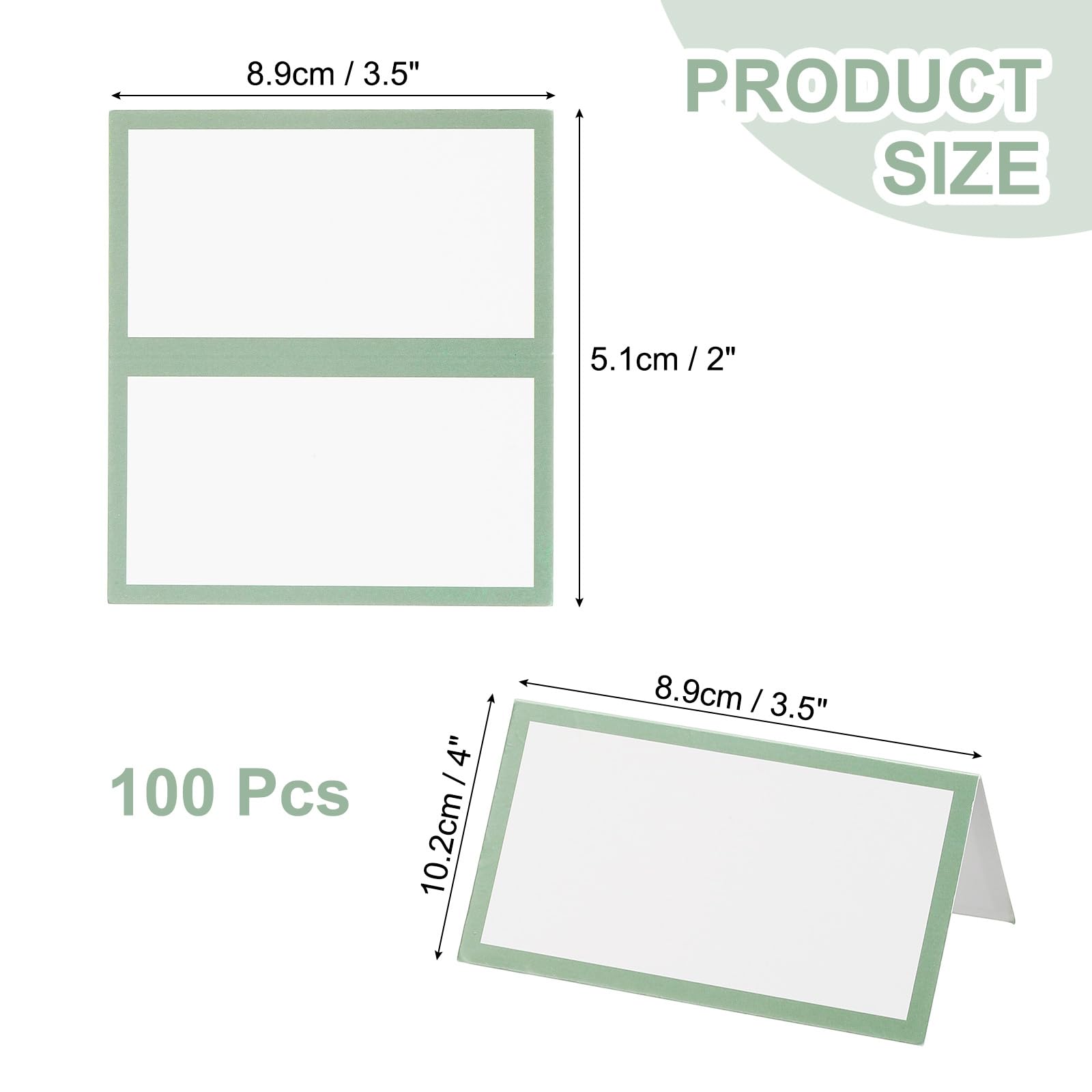PATIKIL 100Pcs Table Place Cards, 3.5 x 2 Inches Blank Name Place Cards for Table Setting Wedding Reception Buffet Green - Image 2