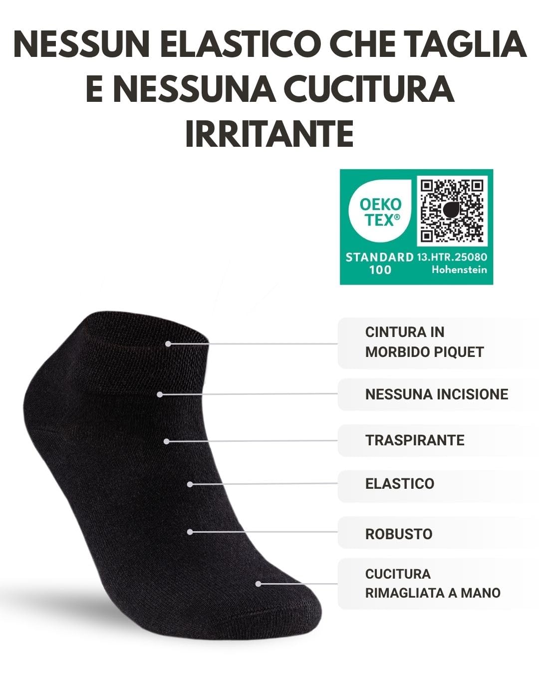 sockenkauf24 10 paia di calzini da ginnastica per diabetici, per uomo e donna, senza elastico e senza cuciture, per sneaker, per diabetici, con fascia confortevole, senza gomma