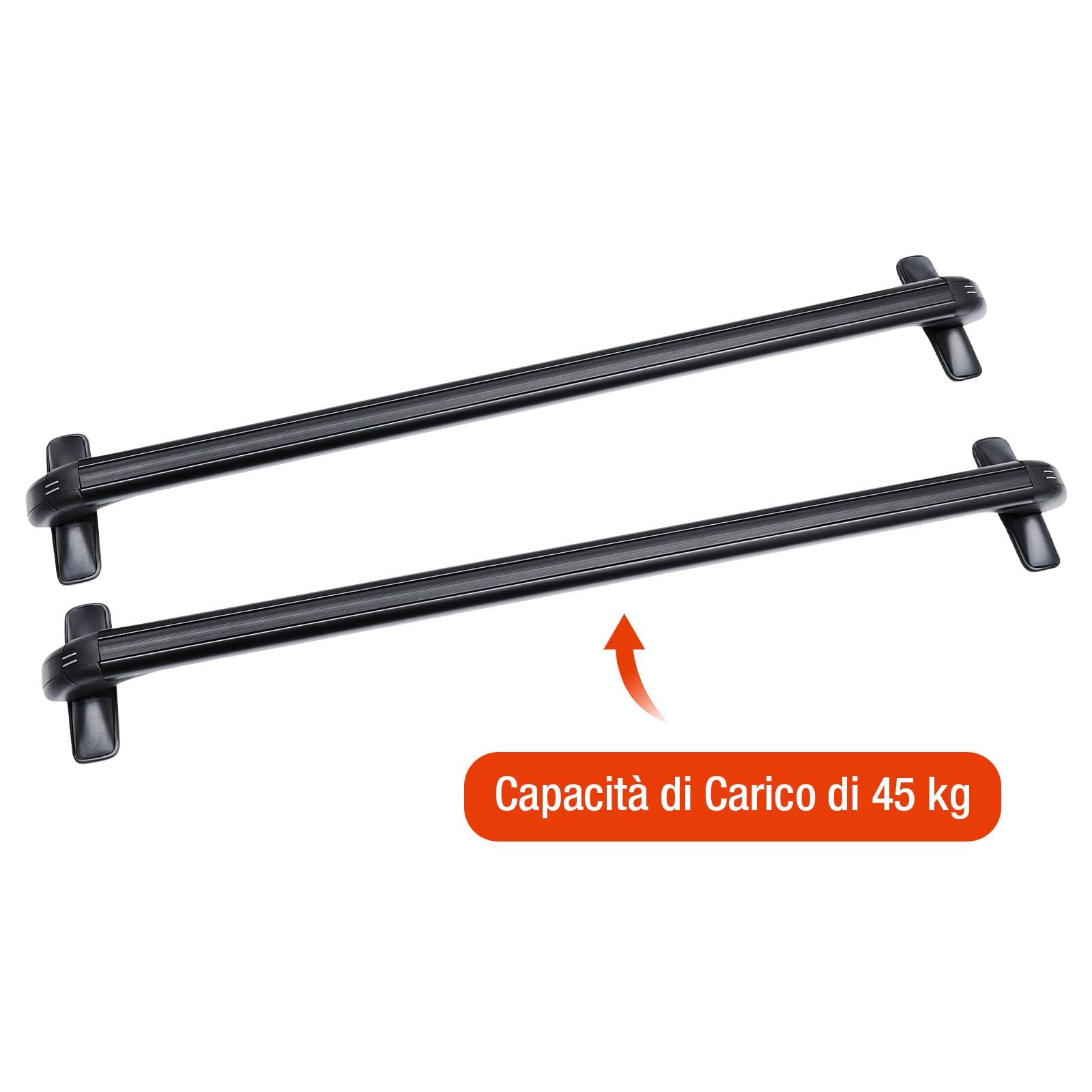 Barre Portapacchi Universali da 75 kg - Compatibili Con Binari per Bagagli, Trasversali, in Alluminio - Set per Auto Con Serratura, per 4 o 5 Porte