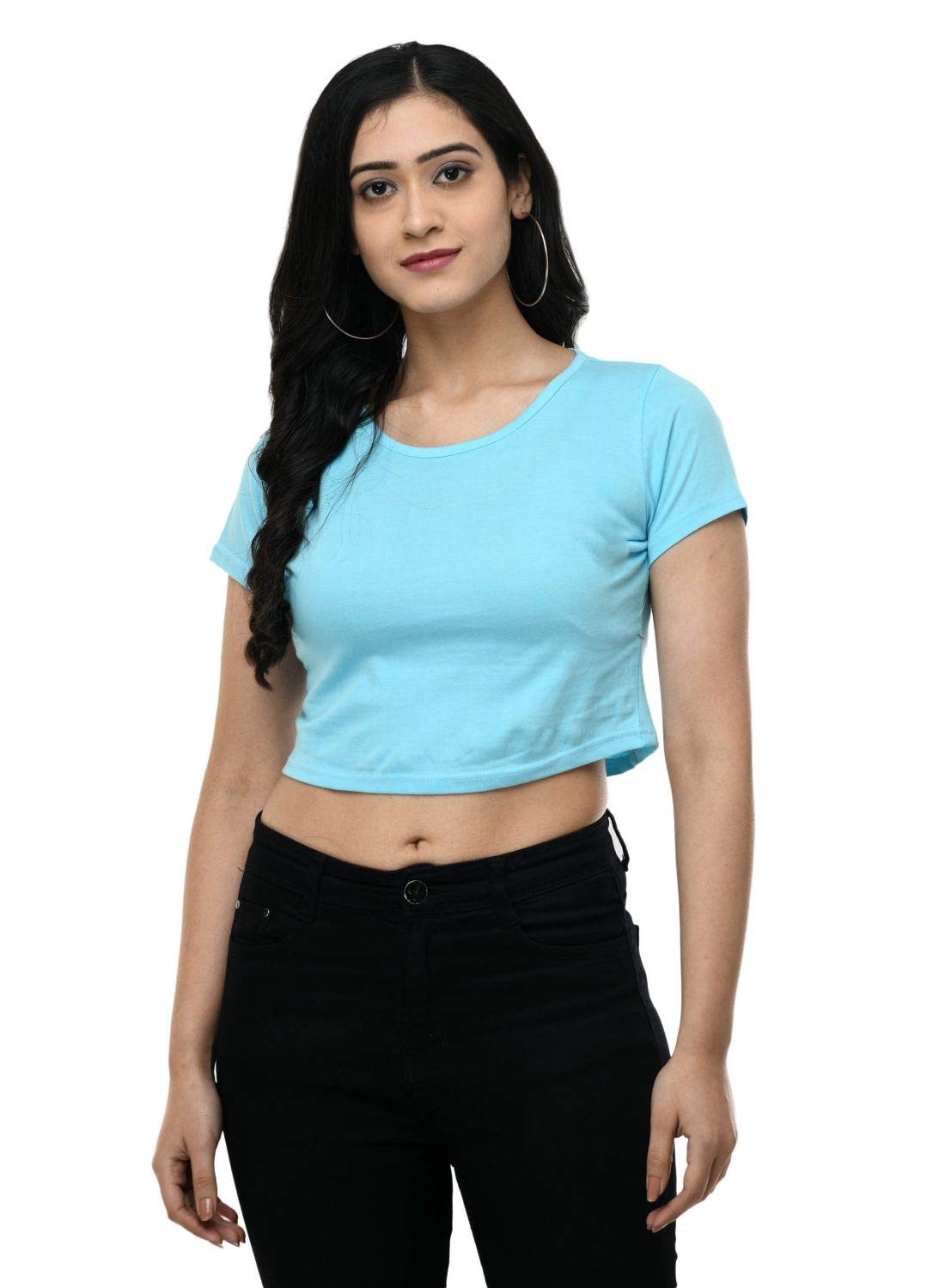 SAAKAA Women's Hosiery Sky Blue Crop Top