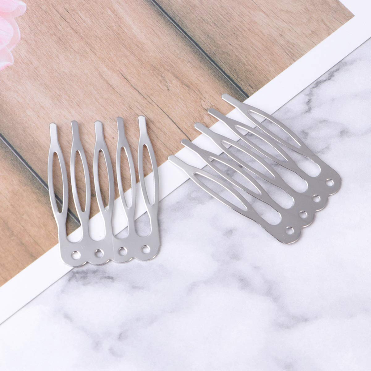 Lurrose 50pcs hair combs metal wedding veil hair combs pins clips for craft DIY hair bows jewellery making (golden) - Image 3