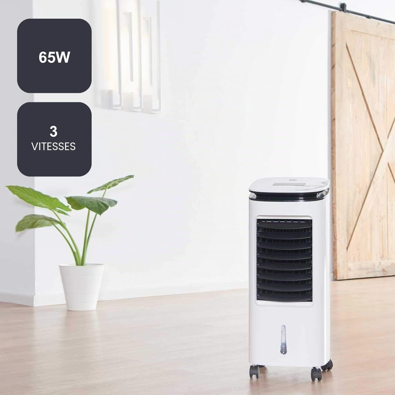 Black+Decker|BXAC7E Climatiseur Mobile | Télécommande | Oscillation 3 vitesses et modes |Blanc