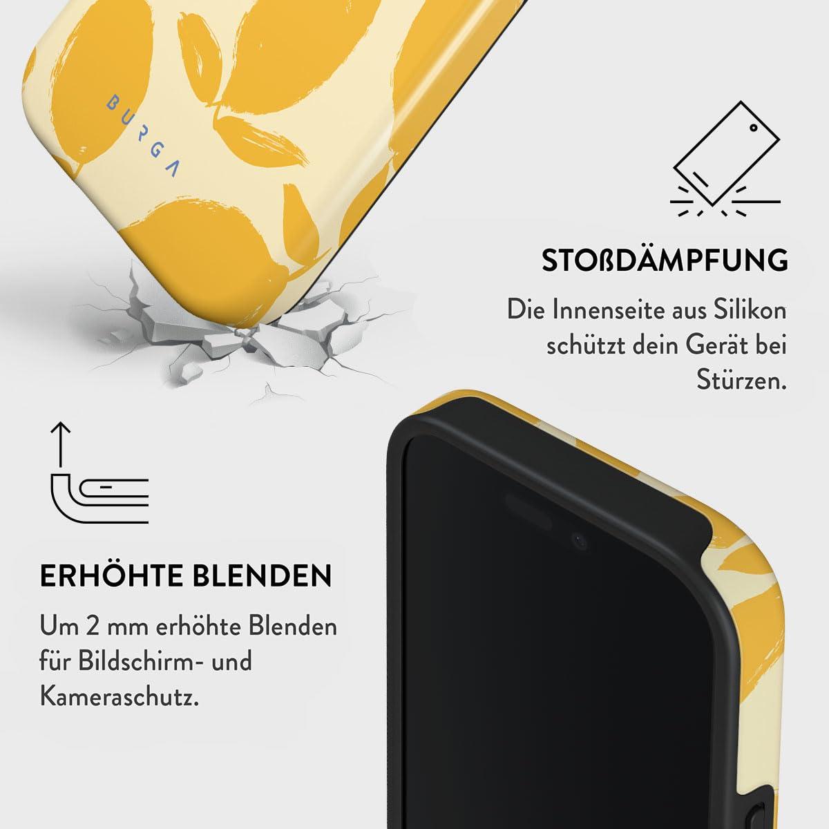 BURGA Handyhülle für iPhone 16 Pro – Unisex Hybrid-Schutzhülle mit stoßdämpfendem TPU & kratzfester Außenschale, erhöhter Displayrand, MagSafe-kompatibel, kabelloses Laden, stylisches Design
