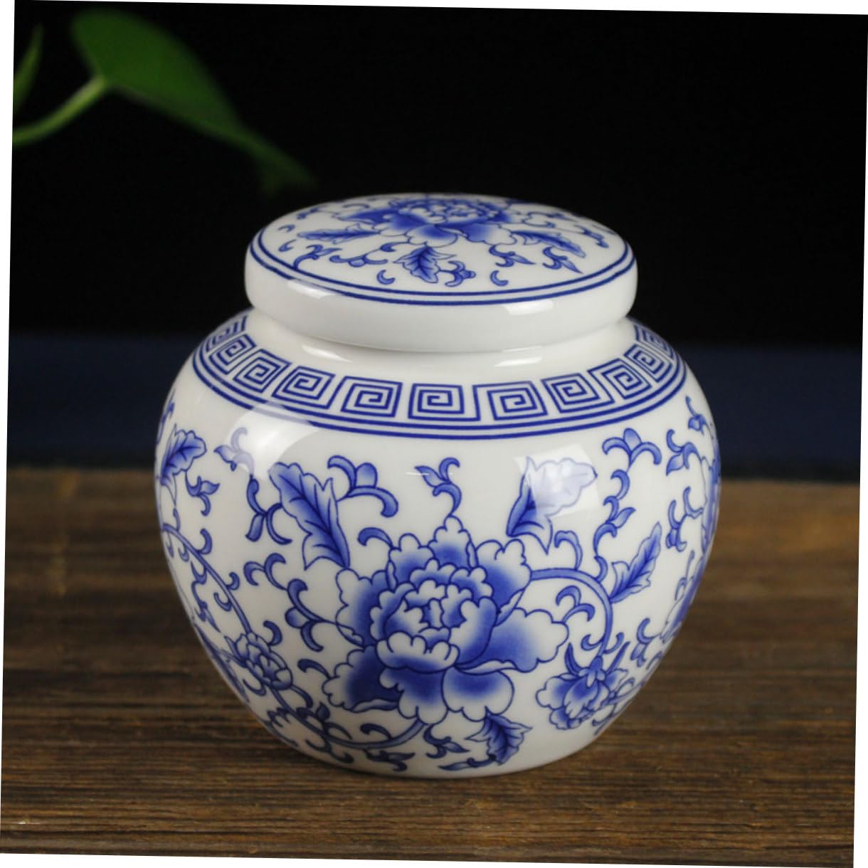 Lata de Té de Cerámica Azul y White con Cierre Hermético