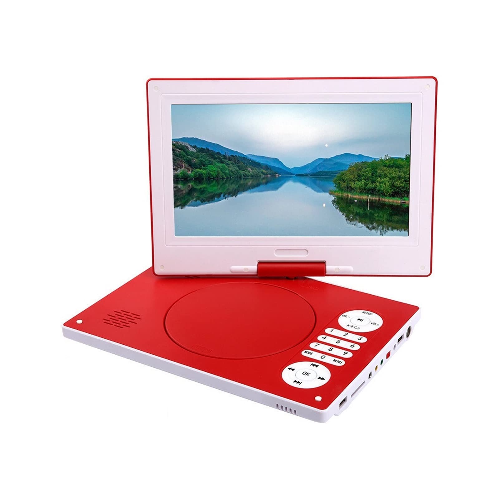 Lettore DVD Portatile, Portatile VCD DVD CD MP3 MP4 Lettore USB HD Schermo da 9 pollici Scheda U Riproduzione disco e uscita ingresso video Altoparlanti radio FM ,Compatibilità Multiformato(Rot)
