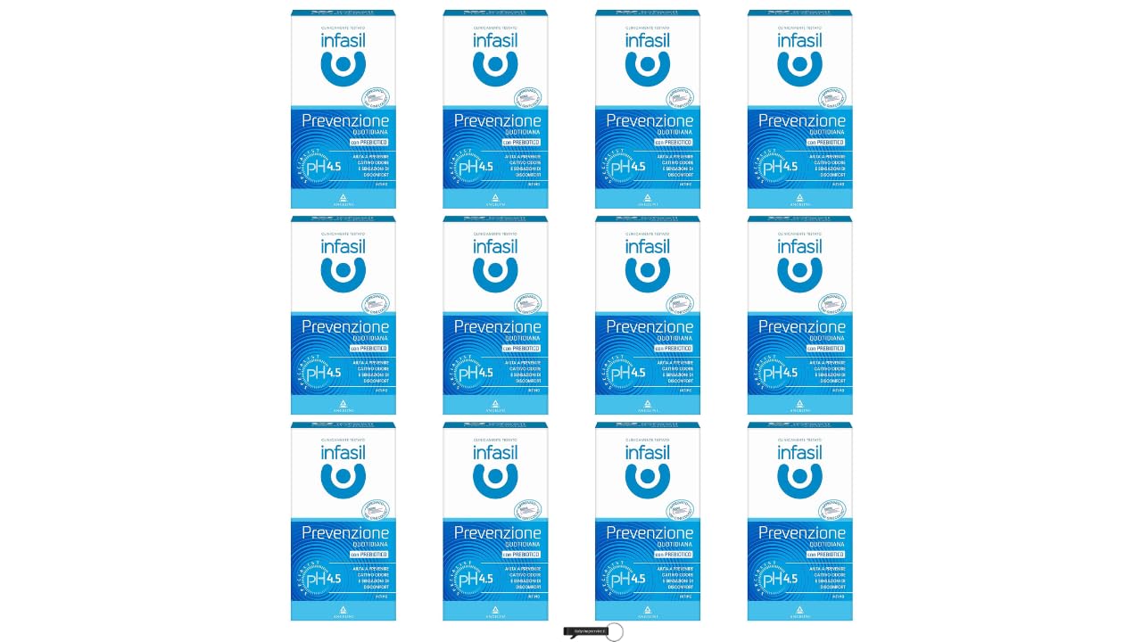 12x Infasil Detergente Intimo Prevenzione Quotidiana, mit Präbiotikum, pH 4,5, Tägliche Intimpflege, 200 ml,+ Italy shop Kostenloser Schlüsselanhänger