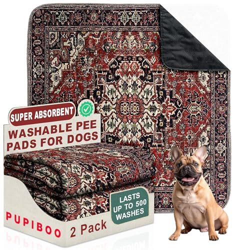 Image of PUPIBOO Washable Pee Pads for Dogs and Cats - Super Absorbent Reusable Puppy Training Pads - 100% Waterproof, Leak-Proof & Non-Slip Whelping Pads for Pet Housebreaking
