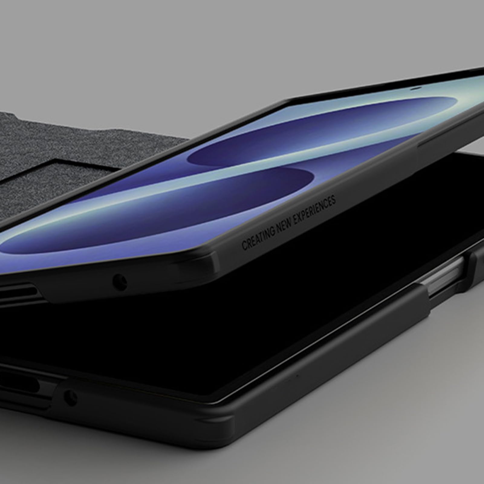 Custodia magnetica compatibile con Samsung Galaxy Z Fold 8 Ultra, in pelle Business Wallet Nero