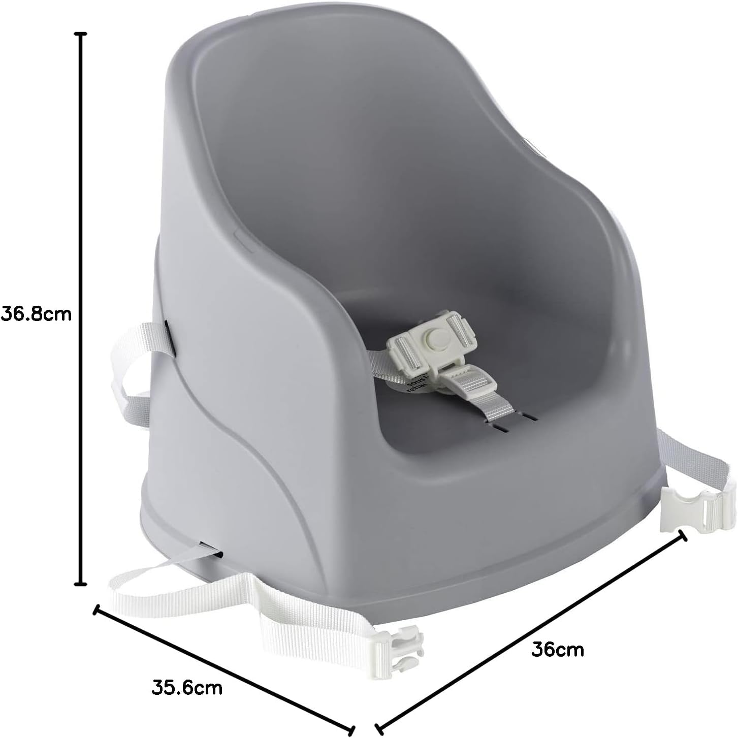THERMOBABY - Krzesło TUDI - od 6 do 36 miesięcy (lub do 15 Kg) - Wygodne - Kompaktowe - Szare - Wyprodukowano we Francji