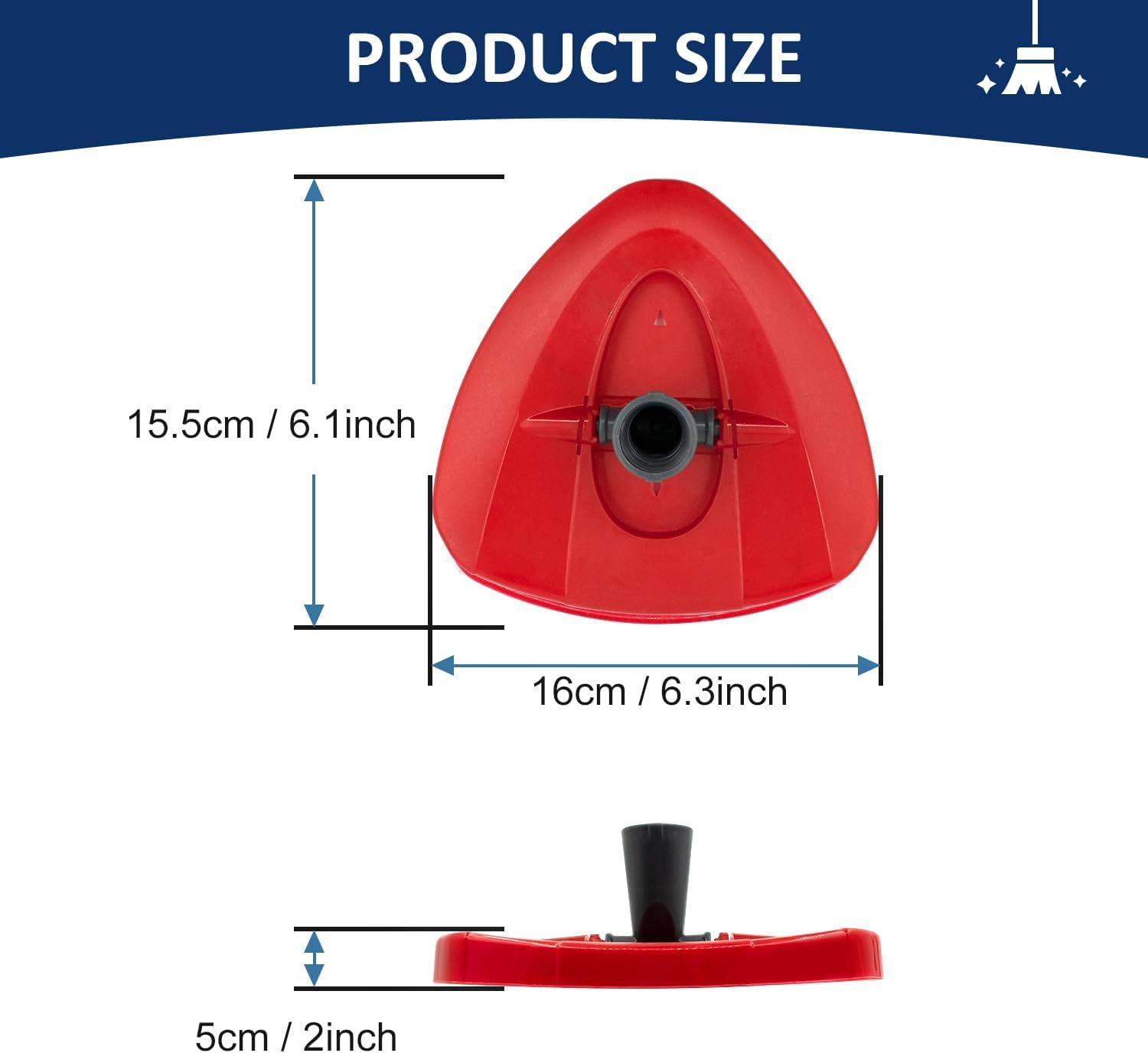 Tête de balai rotative rouge pour balai Vileda All Turbo 2 en 1, disque rotatif triangulaire pour balai à franges Turbo Smart/EasyWring&Cleaning – Base de balai en plastique