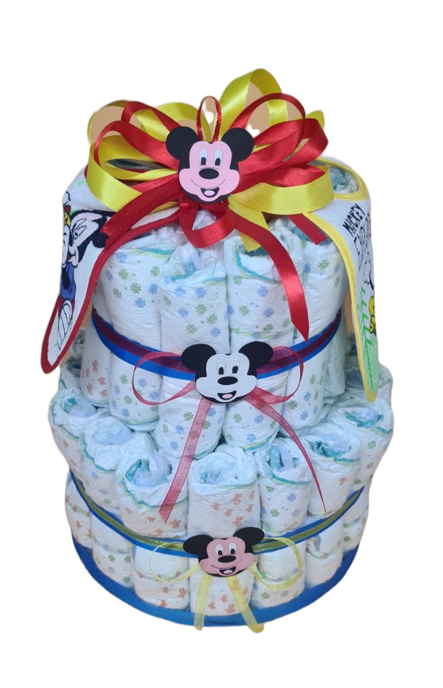 MC Diaper Cake Blue Compositions Consisting of 40 Nappies and 2 Bibs Gift Birth Birthday Christening