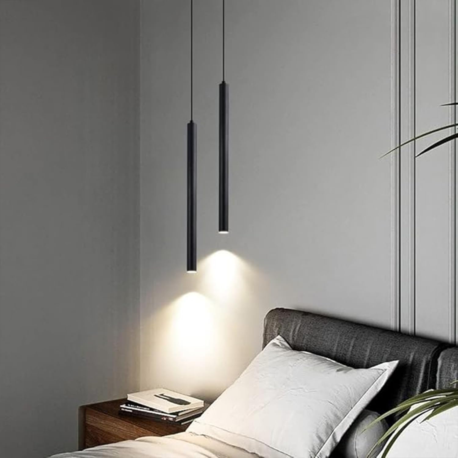 2PCS Hängeleuchte LED Moderne Kronleuchte Minimalistische Design LED Pendelleuchte Aluminium 50CM Deckenleuchte Schwarz für Esszimmer Schlafzimmer Wohnzimmer Restaurant