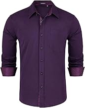 HISDERN Herren Hemd Regular Fit Formale Freizeithemden Herrenhemden Langarm Männer Hemd Klassisches Businesshemd mit Tasche