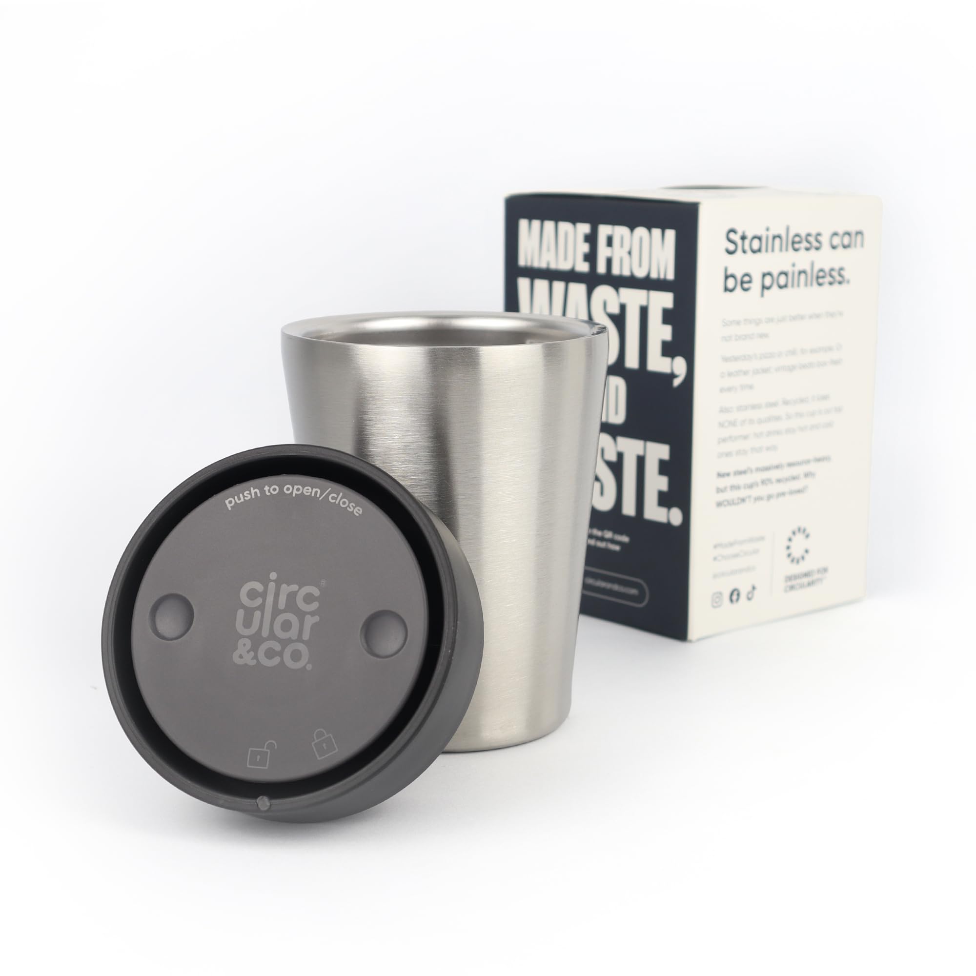 Circular&Co 8oz / 227ml Stainless Steel Travel Mug – Reusable Thermal Coffee Cup – Leakproof, Insulated & Barista Friendly Eco Mug for Everyday Use - Uncoated — image 1