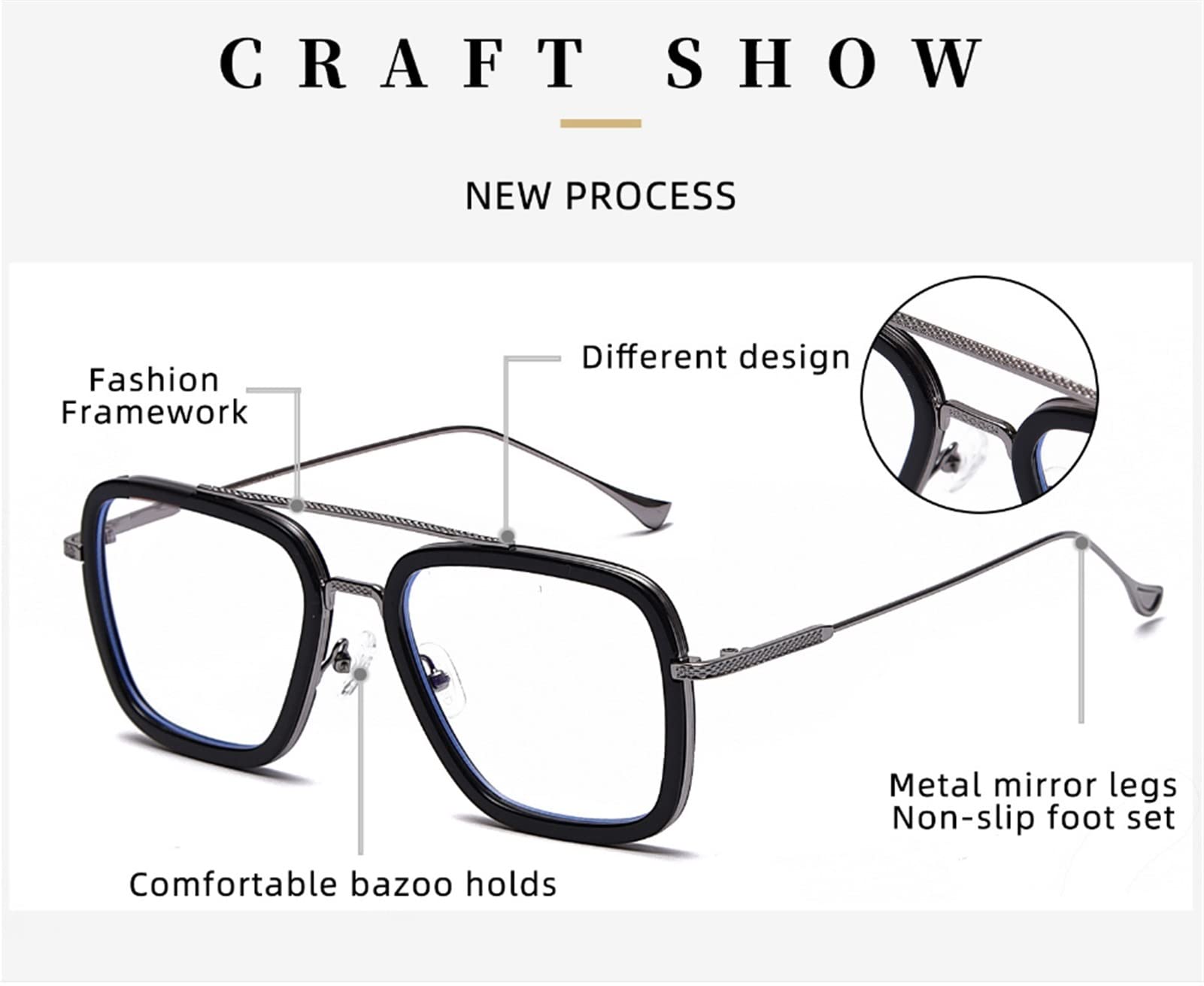 Gafas Filtro Luz Azul Gafas para Ordenador Anti luz Azul Gafas de computadora Gafas Gafas Unisex Azul Luz Bloqueo Gafas Metal Metal Anti Azul Luz Plana Gafas Planos Marco Marco Anti Blue Ray Computer