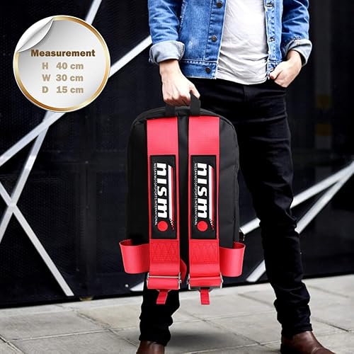 Miniatura 6 de W-POWER JDM Bride Racing Mochila de viaje para laptop con parte inferior marrón con correas de arnés ajustables (NIS-RD)