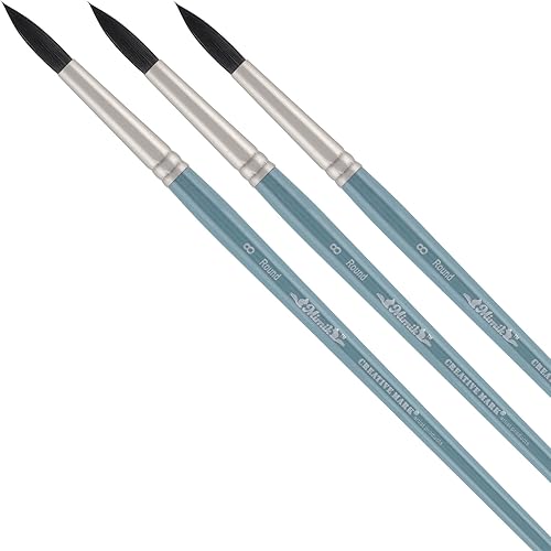 Miniatura 13 de Mimik - Pinceles de acuarela profesionales, redondos # 12, pelo sintético de ardilla, pinceles de cerdas naturales para acuarelas, gouache