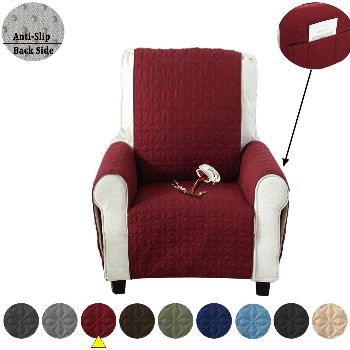 Waterproof Recliner Chair Covers Anti Slip Small Recliner Cover for Pets Dogs