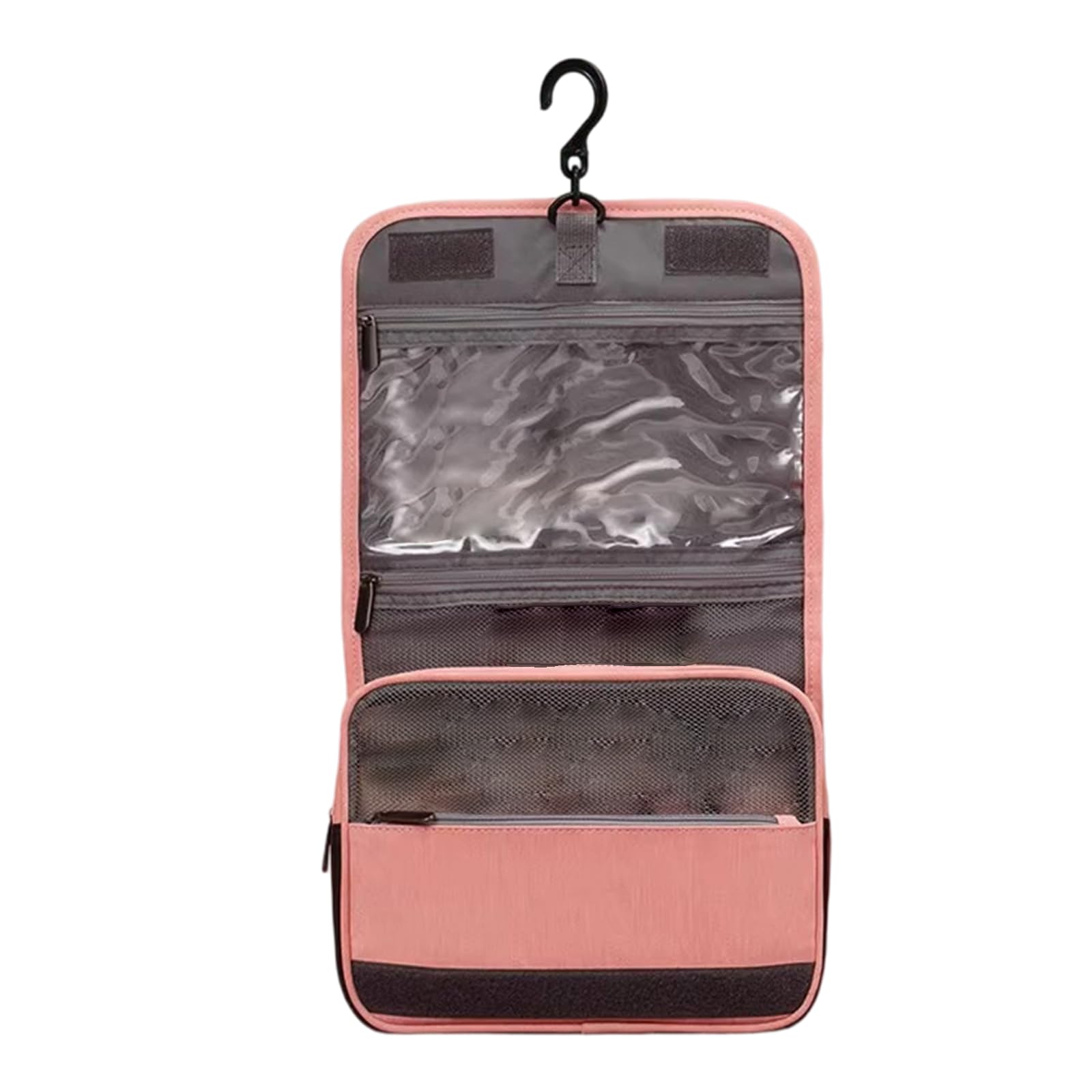 APGLSXY Foldable Toiletry Organizer Bag with Hook, PU Travel Cosmetic Pouch for Bathroom Essentials and Easy Trip Packing Overnight Trip Essentials