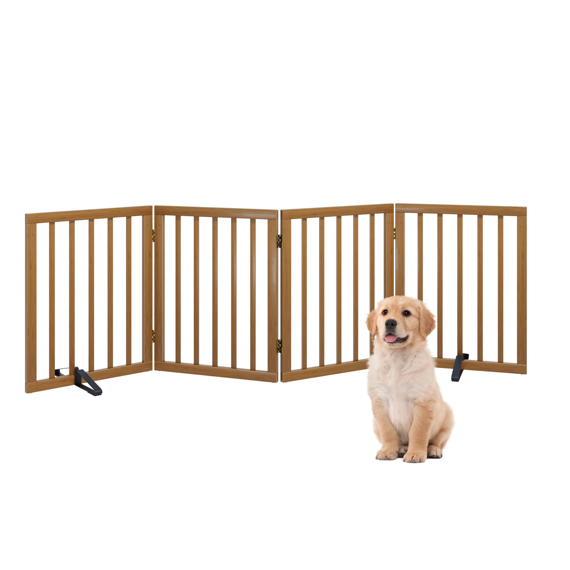 Hundegitter für Türen, Hohes Hundegitter für den Innenbereich, Faltbare Haustiergitter für Türen Schlafzimmer, Freistehendes Welpengitter mit Metallstützen, Raumteiler 3 Paneele (Weiß)