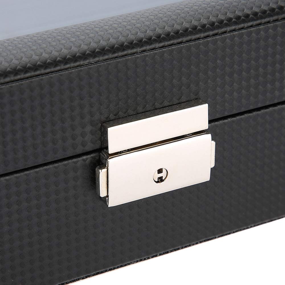 Boîte de montre, 6 grilles boite montre PU support de montre en cuir de fibre de carbone montre-bracelet vitrine boîte de rangement de bijoux pour affichage de montre magasin de détail et stockage