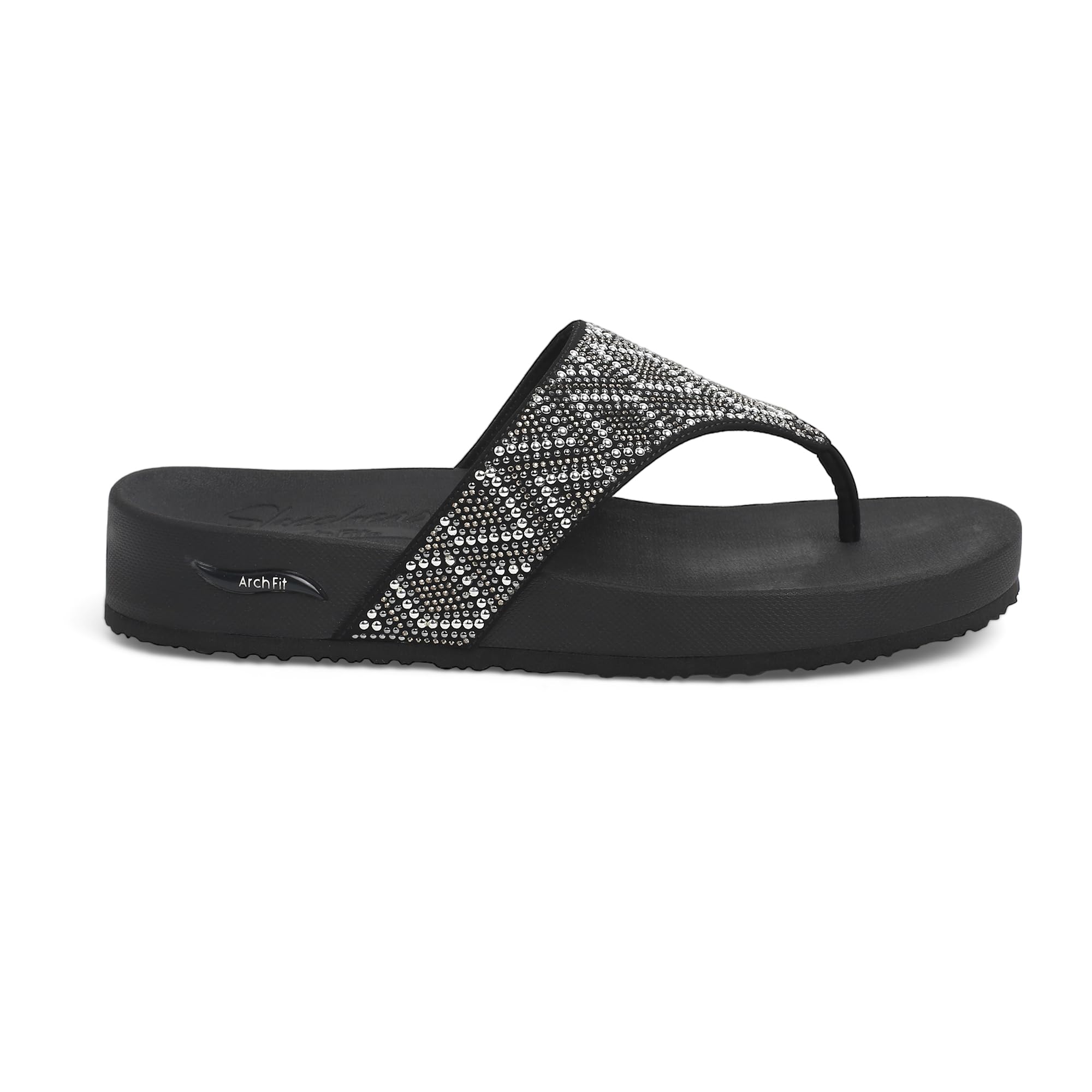 Skechers Womens Arch Fit Vinyasa Casual Slipper Vegan 3-Point Thong Sandal With Rhinestone Detailed Synthetic Upper Black - 3 Uk (119432) (B0BSMRBZ32) Amazon Price History, Amazon Price Tracker