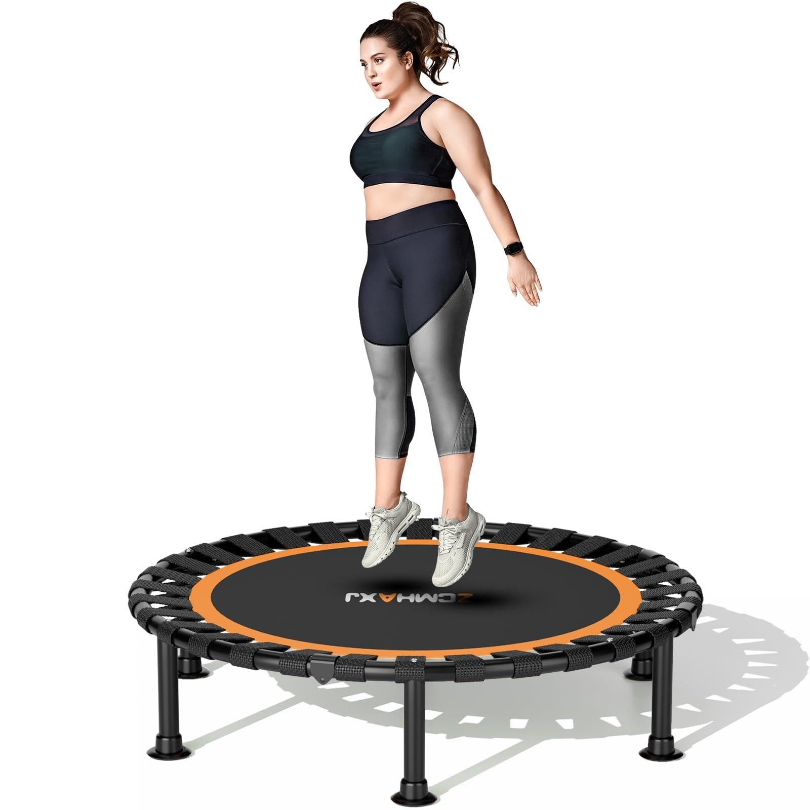 ZCMHAXJ Foldable Mini Trampoline, 36"/40"/48" Rebounder Trampoline for Adults &amp; Kids, 440lbs Capacity Indoor Fitness Workout Exercise Equipment