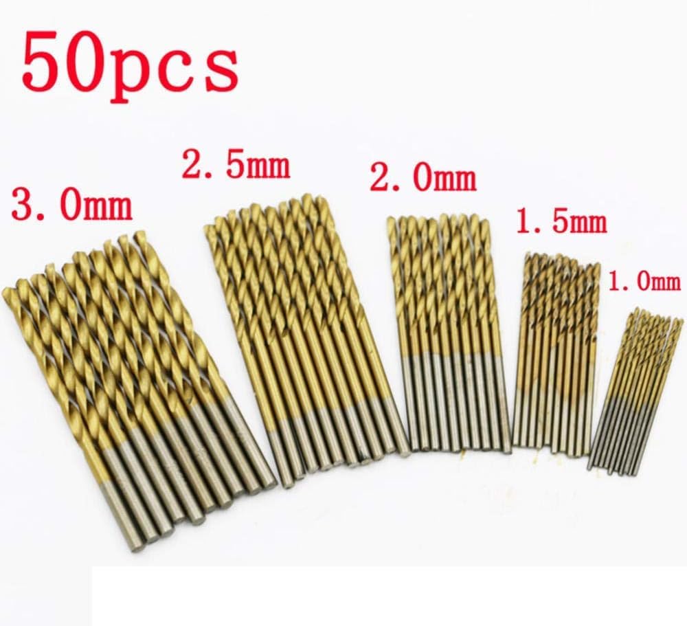 Broca multipatrón, juegos de brocas, 50 piezas/juego, juego de brocas helicoidales, juego de sierra, taladro recubierto de titanio de acero alto, herramienta de madera for carpintería 1/1,5/2/2,5/3 mm