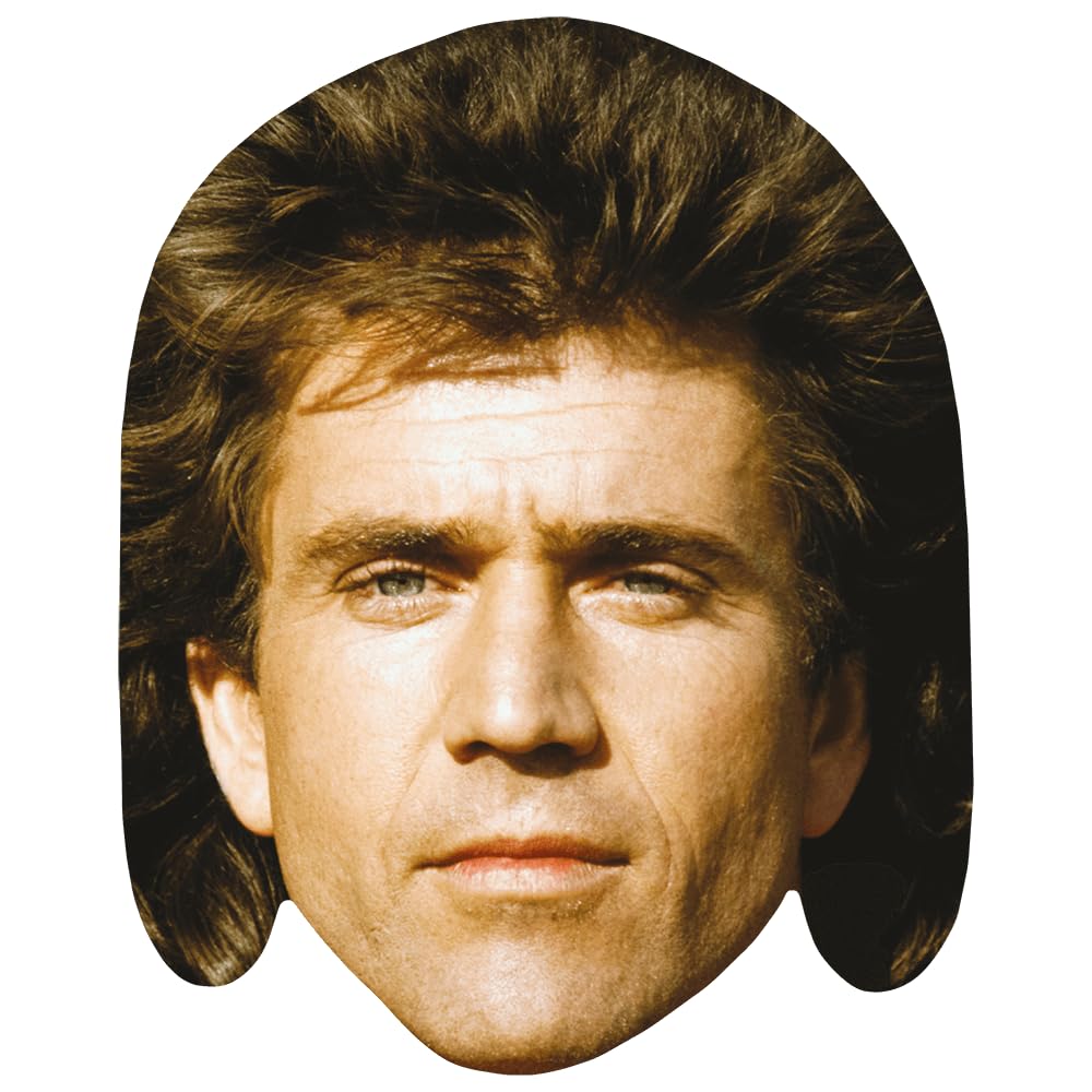Celebrity Cutouts Lifelike Mel Gibson (Long Hair) Celebrity Mask, Flat Card Face, Fancy Dress Mask