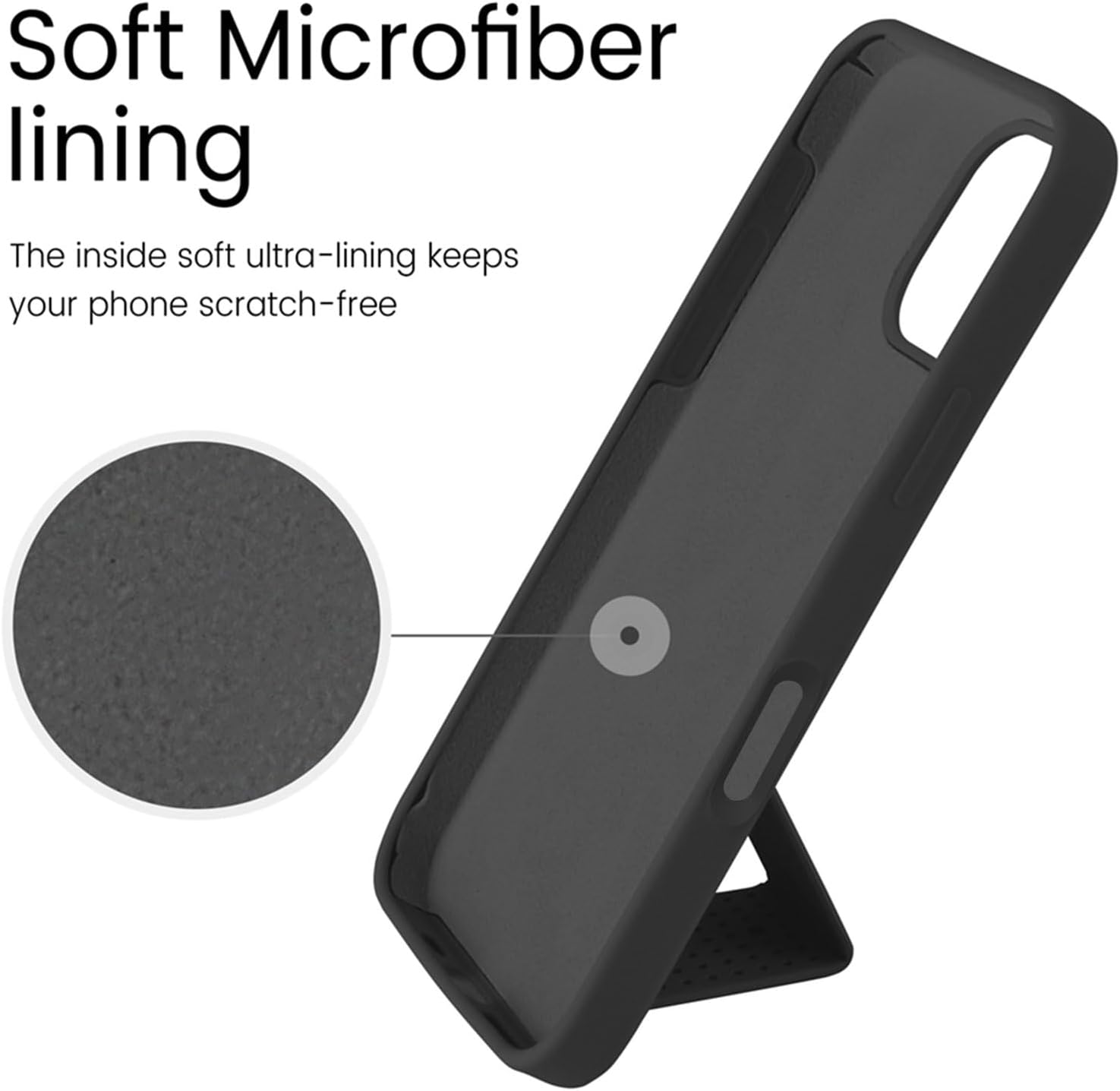 LAUDTEC Silicone Kickstand Case Compatible with iPhone 16 Pro Max case Vertical and Horizontal Stand Hand Strap Metal Kickstand, Flexible Soft Liquid Silicone Stand Case for iPhone 16 Pro Max (Black) - Image 4