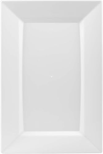 Miniatura 1 de Exquisite Platos de plástico rectangulares blancos de 9.5 pulgadas, 40 unidades