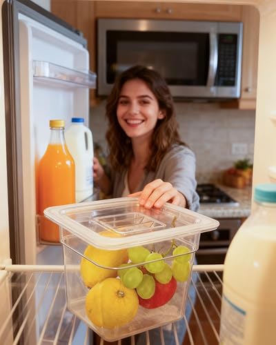 Miniatura 2 de Paquete de 6 bandejas para alimentos con tapas, tamaño 16 irrompible, apilable, de plástico, para fiestas, catering, cocinas caseras, preparación de